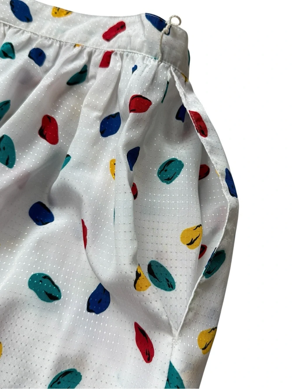 Vintage Y2K Josephine White Confetti Print Midi Skirt Cottagecore Grandma Chic M